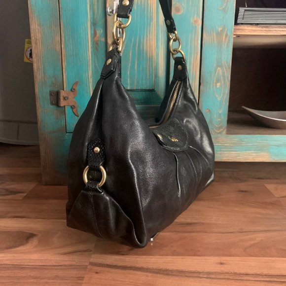 Coach Ashley Black Leather & Python Embossed Bag - Picture 3 of 9